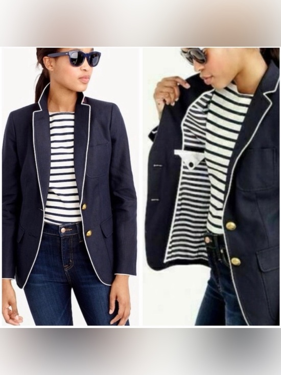J. Crew Jackets & Blazers - J.Crew Rhodes Linen Navy Blue Blazer Size 8 Preppy Nautical Vacation